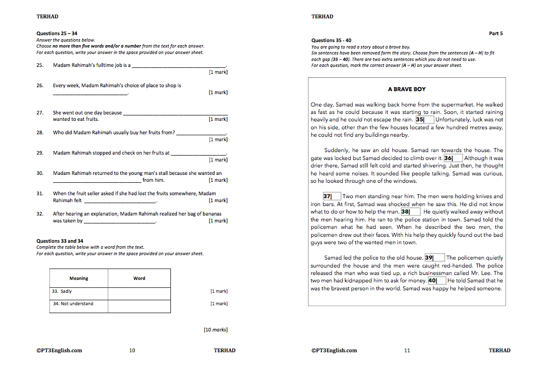 read 3 form english